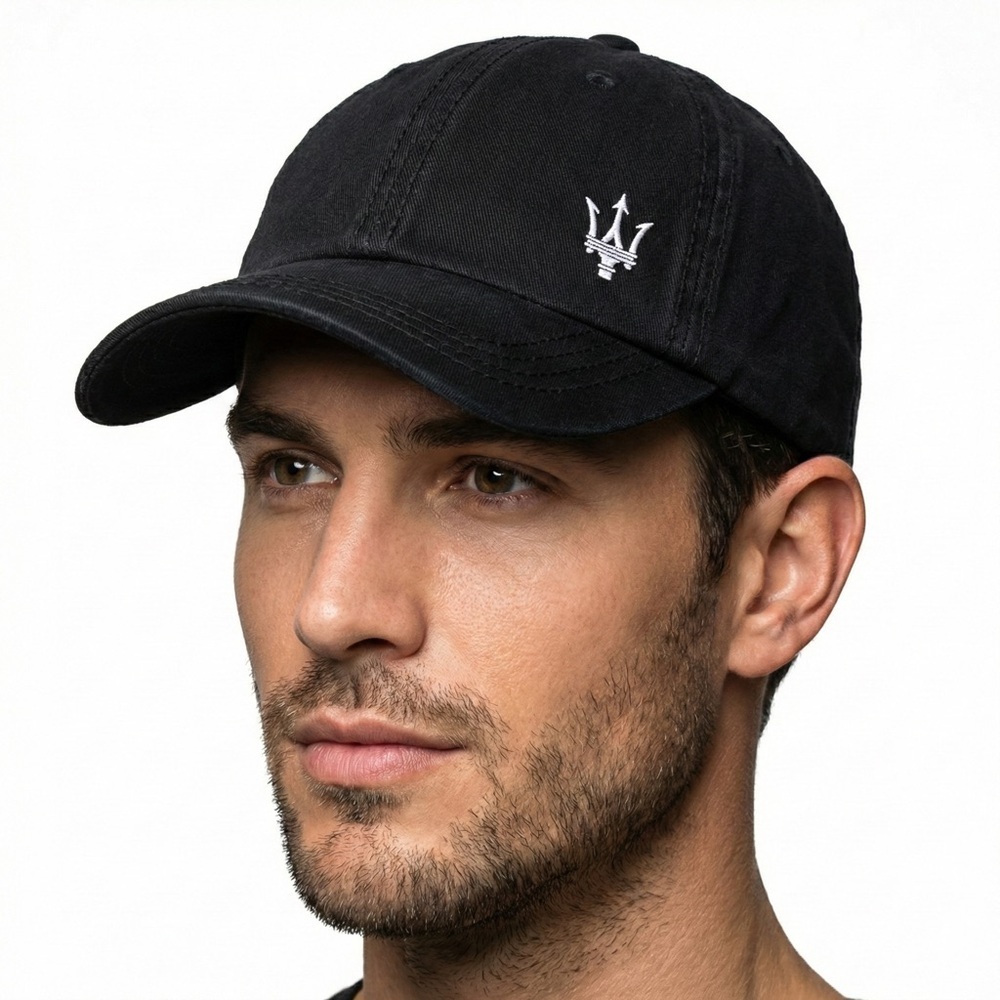 Maserati Trident Logo Baseball Cap Dad Hat Black Cotton
